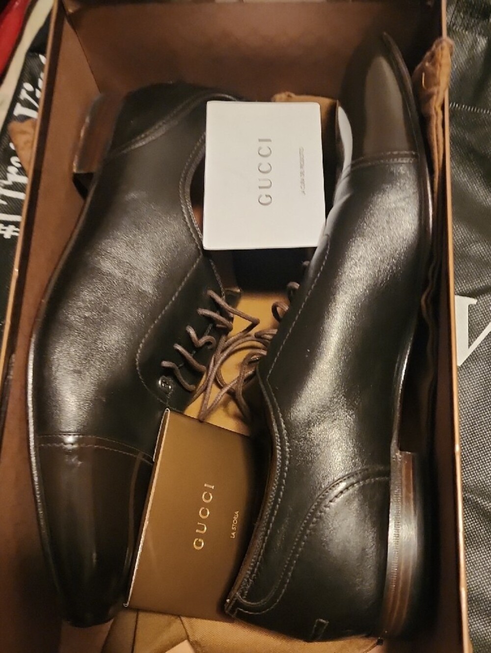 Gucci Dark Brown Leather Cap-Toe Oxford Dress Shoe